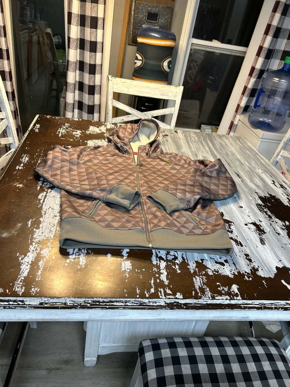 Saucony Polartec Full Zip Geometric Print Hooded Running Jacket Size Medium